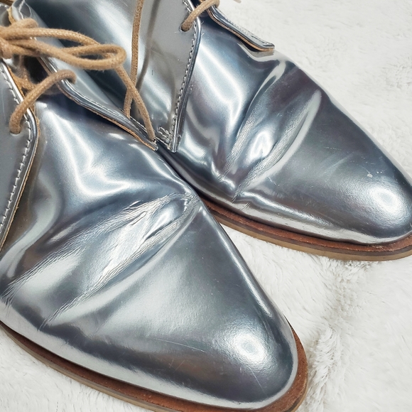 Everlane  E2 Shine Silver Modern Oxfords - Picture 10 of 16